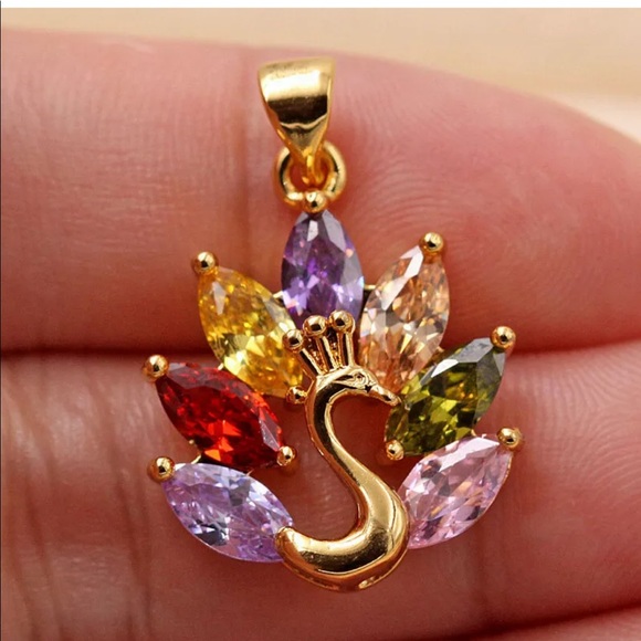 NEW gold pink yellow purple swan pendant animal